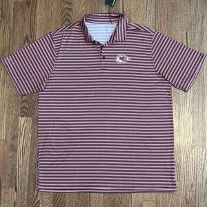 New Men's Kansas City Chiefs Striped Polo Shirt - Red, Black and white XL